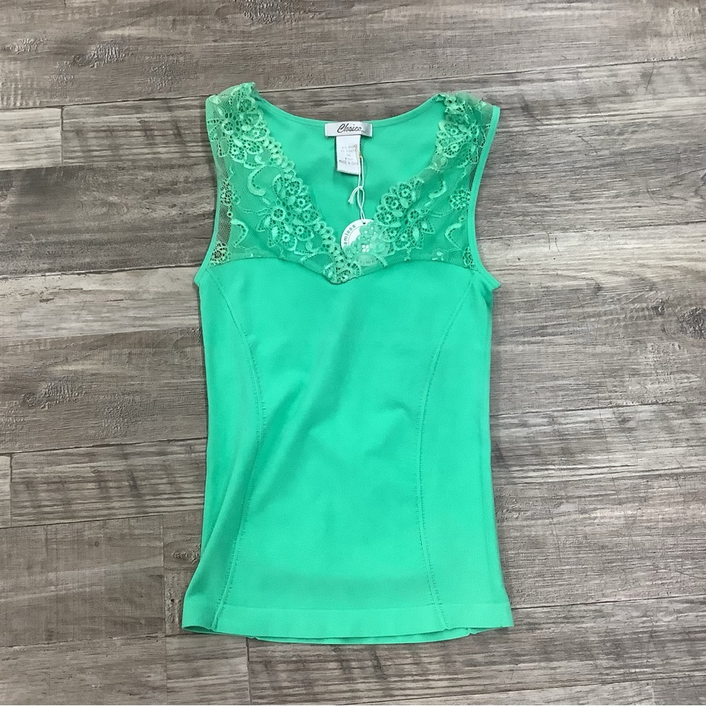 Chico's Vibrant Green Lace Tank Top